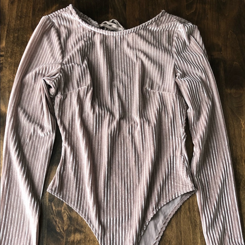 Mauve Velvet Backless Bodysuit - M
